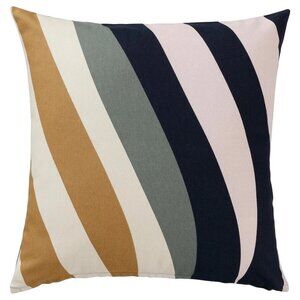 IKEA Parkgroe Pillow Cushion Cover 20x20" Multicolor Stripe Cotton Green Yellow